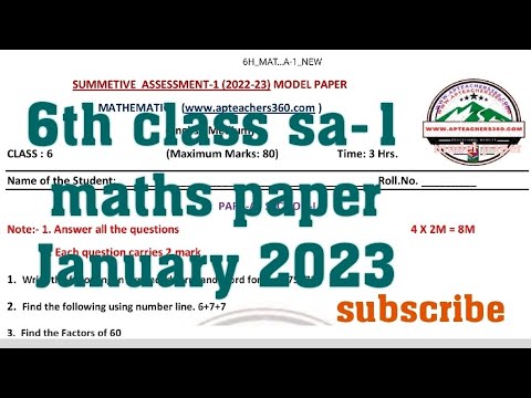 6th class essay 1 maths paper