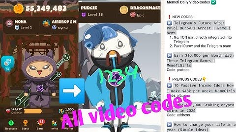 Memefi All Videos Codes || All Level up full Details video Step by step