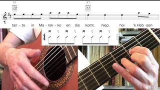 'k Heb een Tante in Marokko (Gitaarlesje van de noten, slagje en tokkeltje)