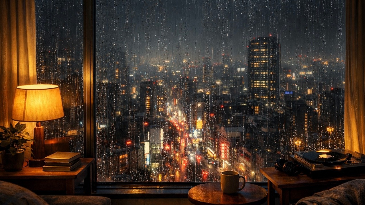 Cozy Rainy Night by the Window 🌧️ Windowlight Cozy Ambience for Focus, Study, Relax & Sleep (1H)