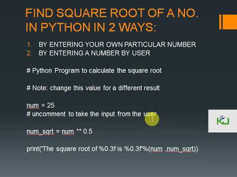 Program to find Square root of a number in Python . - YouTube
