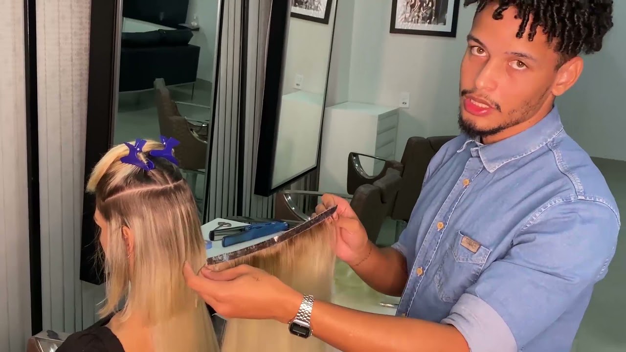 Aplicando Mega Hair Fita Adesiva