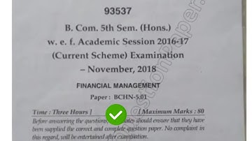 [2018] Mdu BCom Hons 5th Sem Financial Management Question Paper #MduQuestionPaper