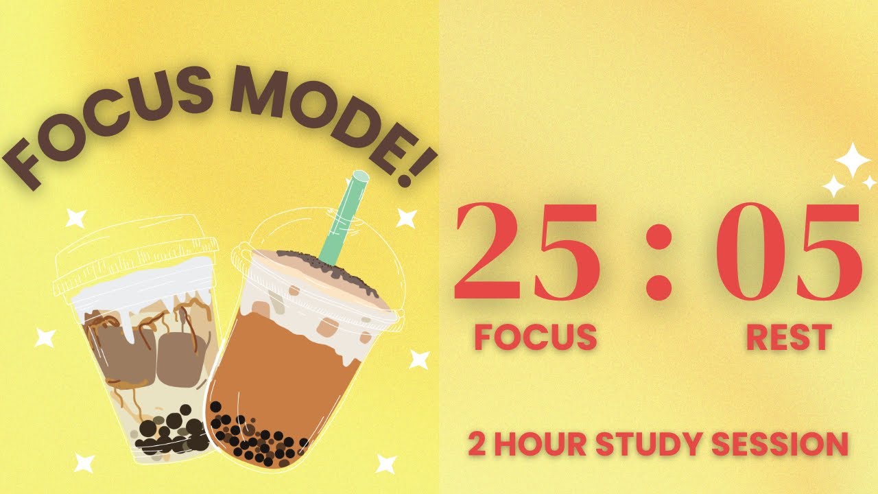 📖 2 Hour Deep Focus Study Session | 4x25 min Pomodoro Timer | No music ...