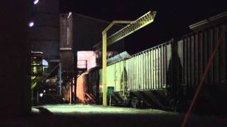 CSX grain train loading at night