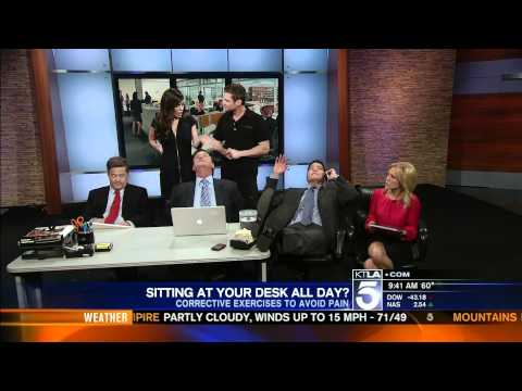 Office Corrective Exercises: Jessica Holmes remove shoes and does exercises