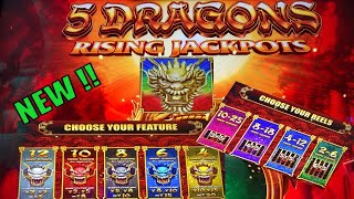 ★NEW ! 5 DRAGONS !!★5 DRAGONS RISING JACKPOTS Slot (Aristocrat)☆I LOVED IT !!☆彡栗スロ