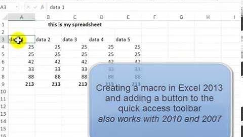 Creating a macro in Excel and adding a button to quick access toolbar