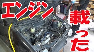 EG修理/MT換装⑰ミッション載せ替え②エンジンを載せる【ワークスいじり】HA21S No.39