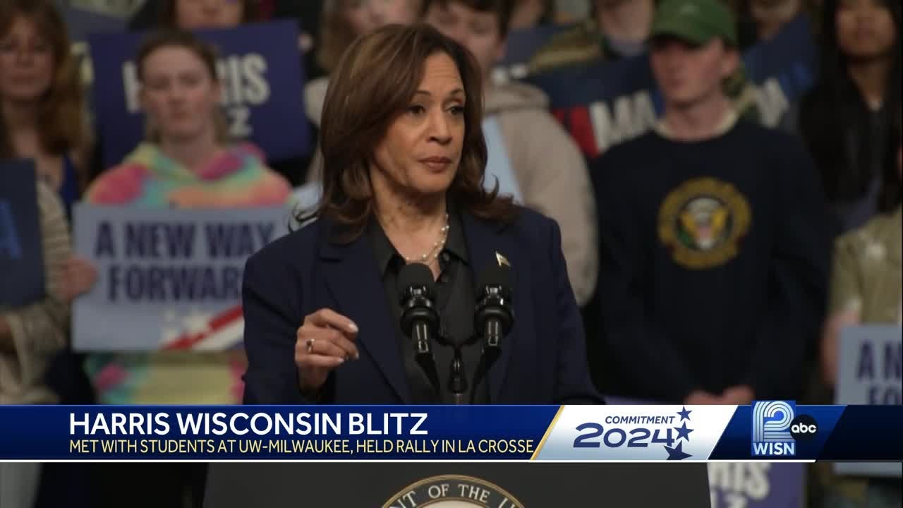 Battleground blitz: VP Harris makes 3 campaign stops in Wisconsin - YouTube
