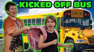 Kid Temper Tantrum Throws Sister S Backpack Out School Bus Window - Kicked Off Original 