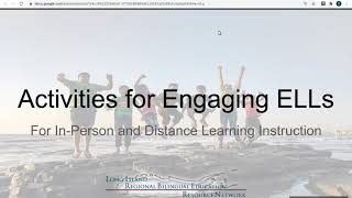 Activities for Engaging ELLs  (in-person and distance learning instruction)