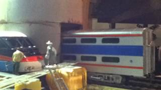 HO-Scale F59PHI in its paint job process