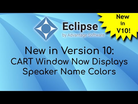 New In Eclipse Version 10: Cart Window Now Displays Speaker name Colors