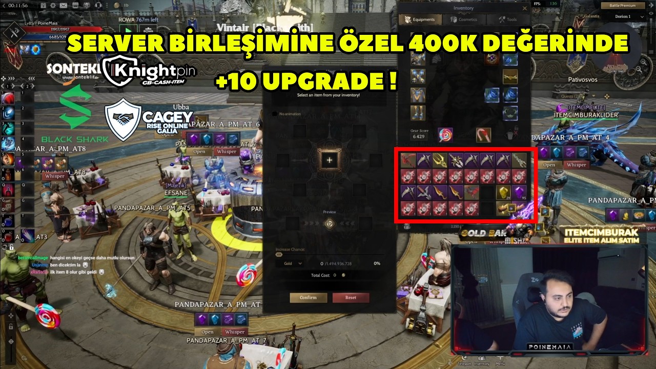 PoineMaia - (Galantis) Server Birleşimine Özel 400K Değerinde +10 Upgrade Yapıyor ! Rise Online
