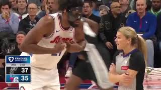Joel Embiid ejected for getting heated in refs face then needs to be held back 😳