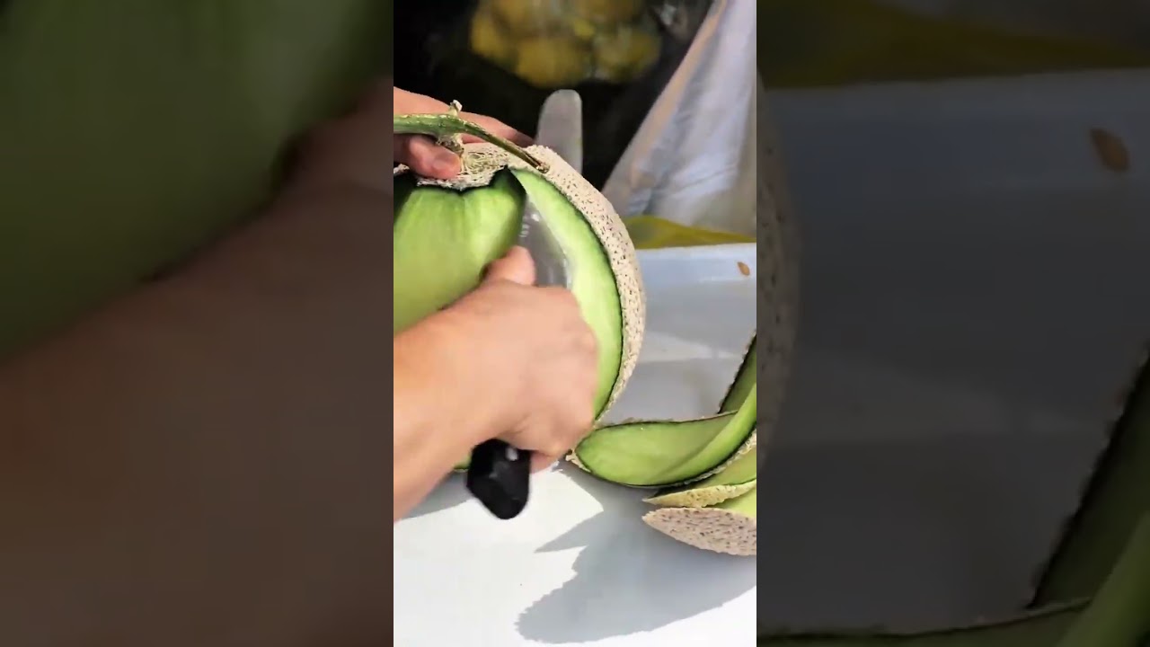 Watch Peeling a Fresh and Juicy Green Melon with Professional Knife Skills for a Sweet Snack on YouTube Watch Peeling a Fresh and Juicy Green Melon with Professional Knife Skills for a Sweet Snack on YouTube