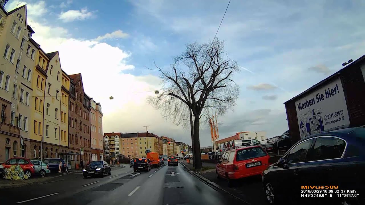 D: Stadt Nürnberg. Fahrt durch die Frankenstraße. März 2016