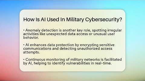 How Is AI Used In Military Cybersecurity? - Tactical Warfare Experts