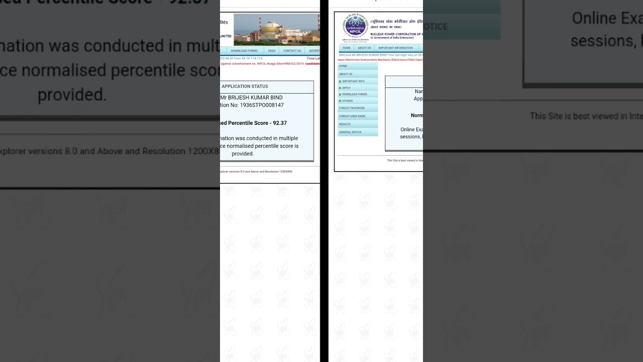 Npcil Kaiga Site Plant Operator final result Out. My Normalised Marks..