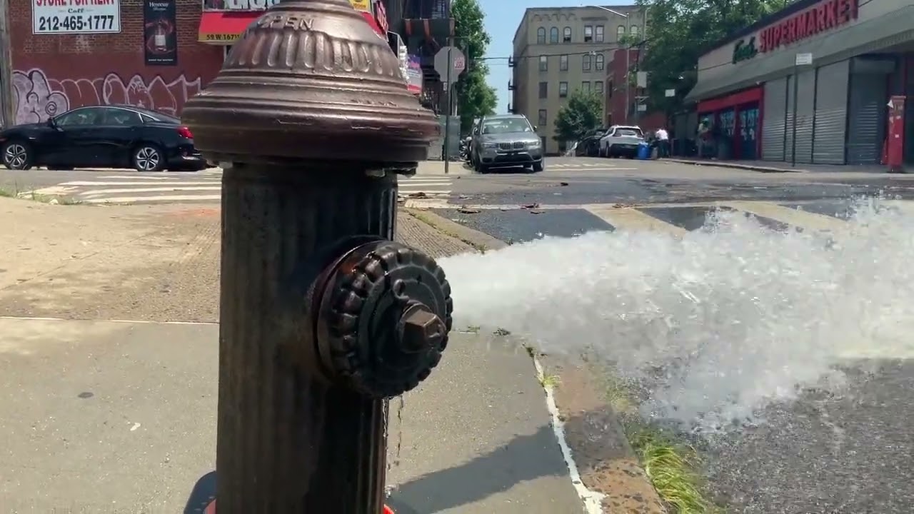 1-HOUR Fire Hydrant Water Video | NYC Summer Ambience
