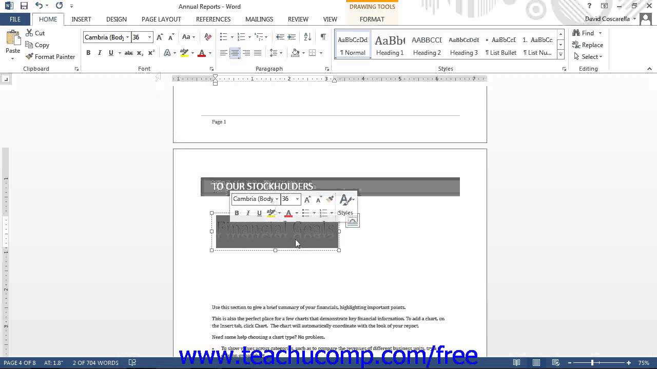 Word 2013 Tutorial Inserting WordArt-2013-2010 Microsoft Training ...