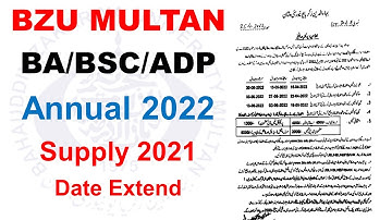 Ba Bsc Adp Annual 2022 & Supply 2021 - Admission Date Extend Bzu - Ada Ads Admission bzu 2022