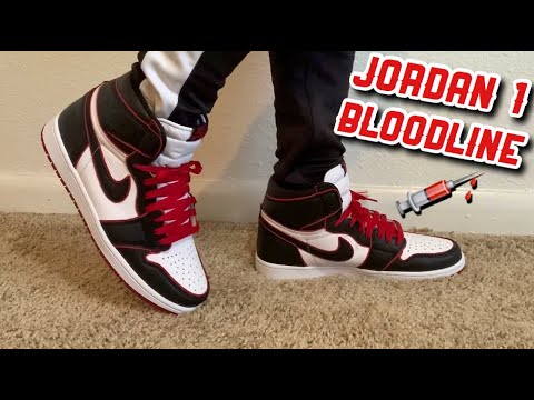 jordan 1 retro high bloodline on feet