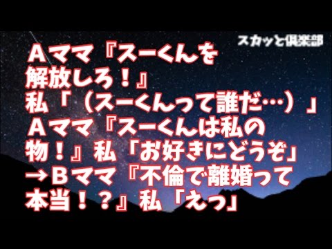 【修羅場】Ａママ『スーくんを解放しろ！』私「（スーくんって誰だ…）」Ａママ『スーくんは私の物！』私「お好きにどうぞ」→Ｂママ『不倫で離婚って本当！？』私「えっ」
