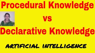 Procedural Vs Declarative Knowledge Knowledge Representation Artificial Intelligence