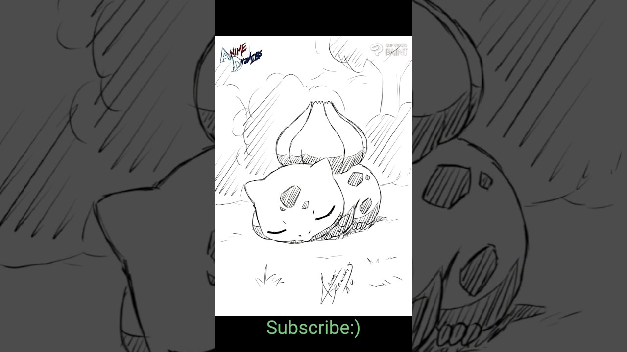 Drawing Bulbasaur sleeping in the forest 😴 How to draw pokemon 