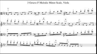 3 Octave F Melodic Minor Scale, Viola