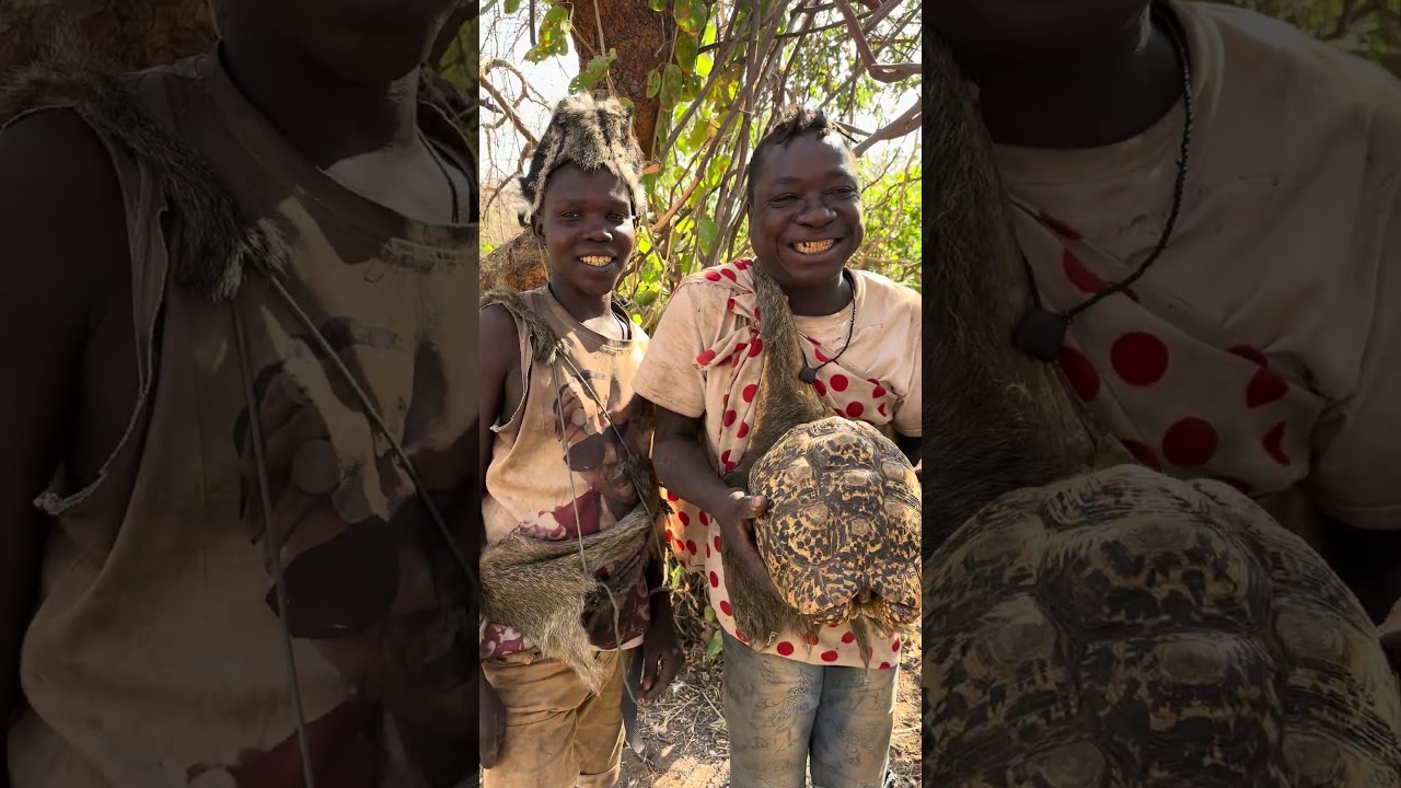 Hadzabe tribe bushmen Dudukwe with unique meal today