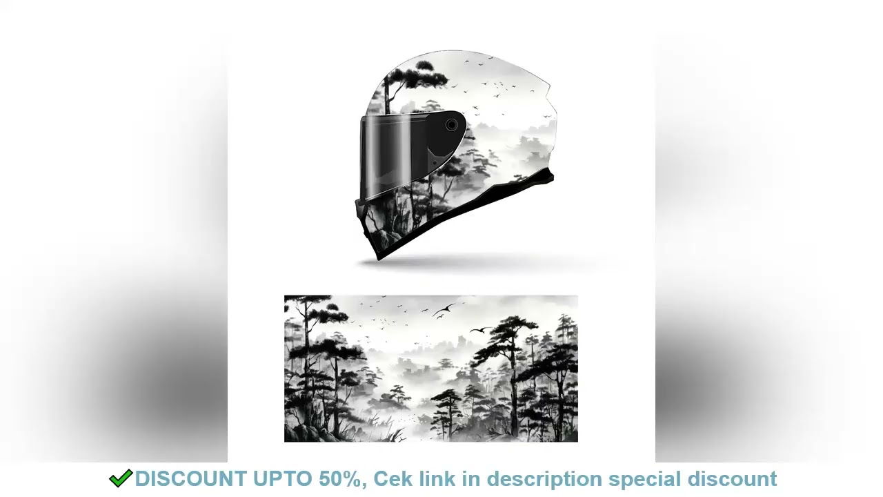 Ink Chinese Landscape Full Helmet Wrap Sticker Motorcycle Helmet Racing Graphic Decal Vinyl Wrap Hel