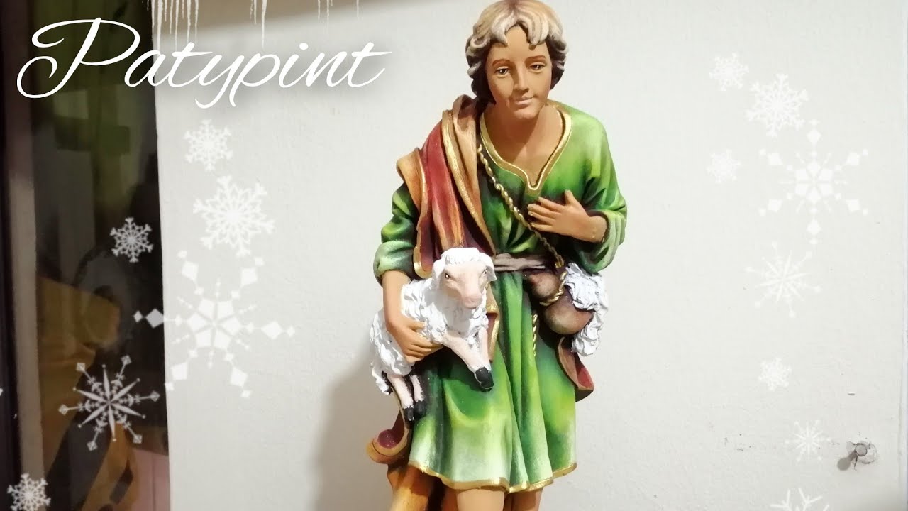 pastor de ovejas pintado  pincel seco