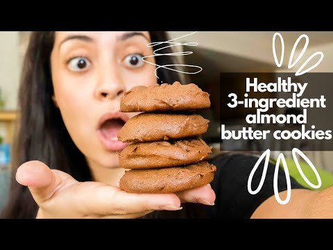 How to make THE HEALTHIEST 3 ingredient almond butter cookies in only 15 minutes! YIELD 14 COOKIES