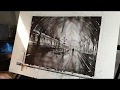 Black and white watercolor painting