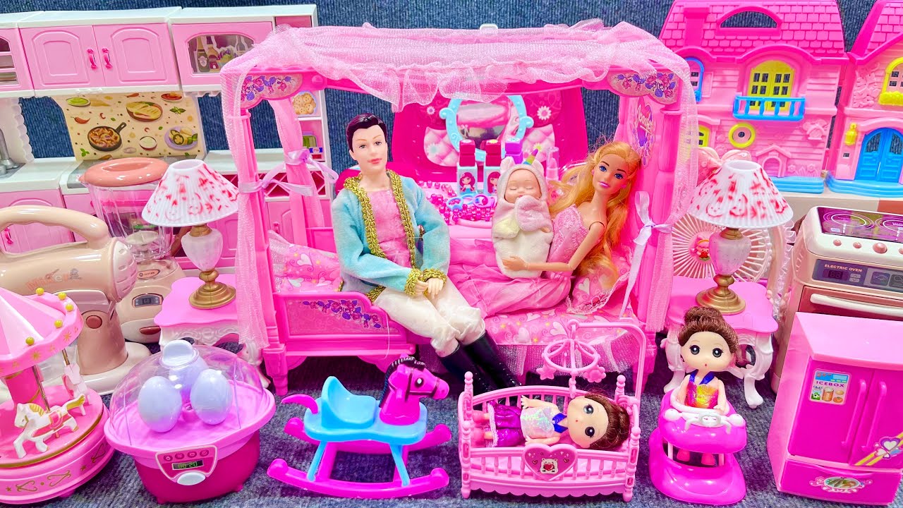 9 Minutes Satisfying with Unboxing Barbie Princess Pink Kitchen,Rock Bed Play Set Review Toys｜ASMR
