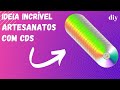 PORTA PANO DE PRATO COM CD E FUXICO - Ideias Incríveis Com CD
