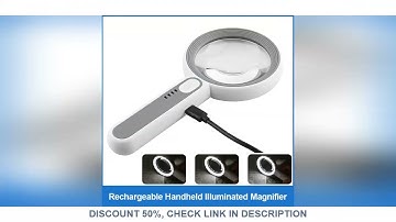 Rechargeable Handheld Magnifier 3 Lighting Modes Illuminated Magnifying Glass with LED Light for Sen