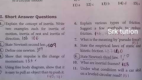 11th Physics|lesson 3|Book Back Question and Answer|English medium|Laws of Motion|2mark|Short Answer