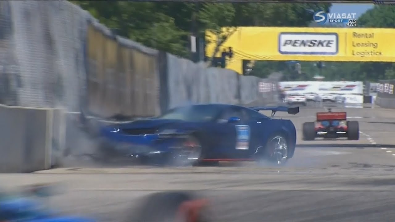 GM exec Mark Reuss crashes pace car at Detroit Grand Prix