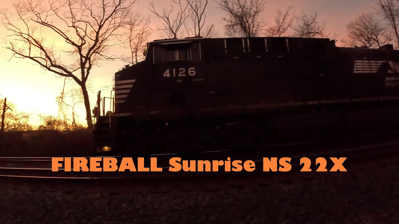 [4K] Another EPIC Fireball Sunrise Catch- Norfolk Southern 22X on the ...