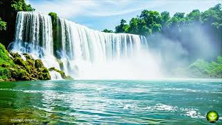 4K Waterfall Scenery &amp; Calm Piano Music — Soothing Nature Ambience for Deep Sleep