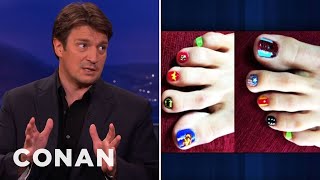 Nathan Fillion: Superhero Toenail Artiste | CONAN on TBS