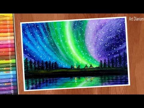 Beautiful Northern Lights Chalk Art For Kids - One Little Project