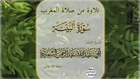 تلاوة خاشعة ومؤثرة للشيخ أبي عبد الله عبد الرحمن الشميري حفظه الله تعالى سورة البينة