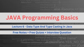 Java Tutorial : DataTypes & TypeCasting in JAVA with Notes | Lecture 6 | complete Placement course