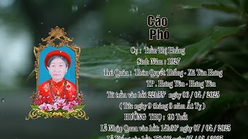 Lễ Tang Cụ  Trần Thị Phảng hưởng thọ 98 tuổi tân hưng - tp hưng yên