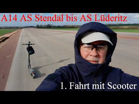 A14 Baustelle von AS Stendal nach AS Lüderitz mit E-Scooter